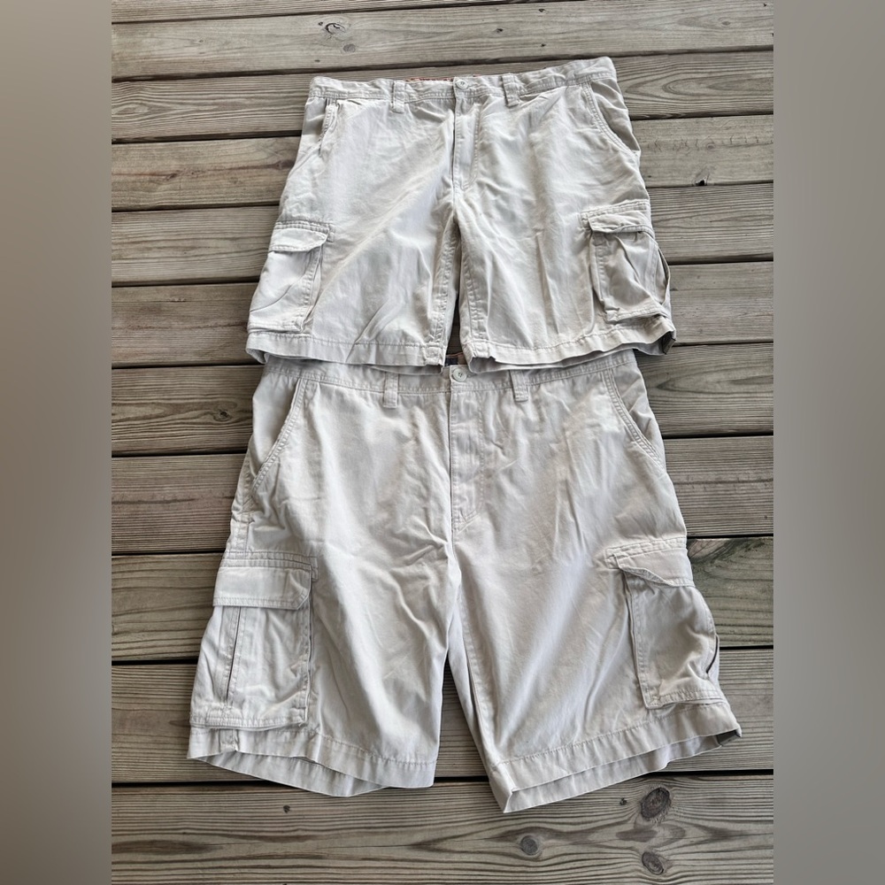 St. John's Bay Cream Cargo Shorts Lightweight Casual